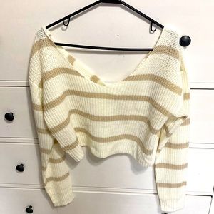 Twisted Back Striped Sweater